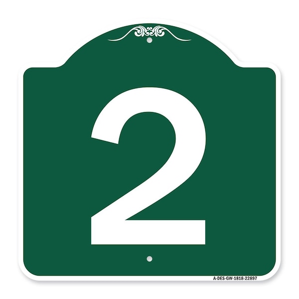 Signmission Designer Series Sign-Sign W/ Number 2, Green & White Aluminum Sign, 18" x 18", GW-1818-22897 A-DES-GW-1818-22897 - main
